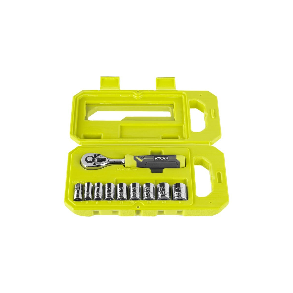 RYOBI - Steckschlüssel-Set 1/4" Ratsche, 10tlg. (R