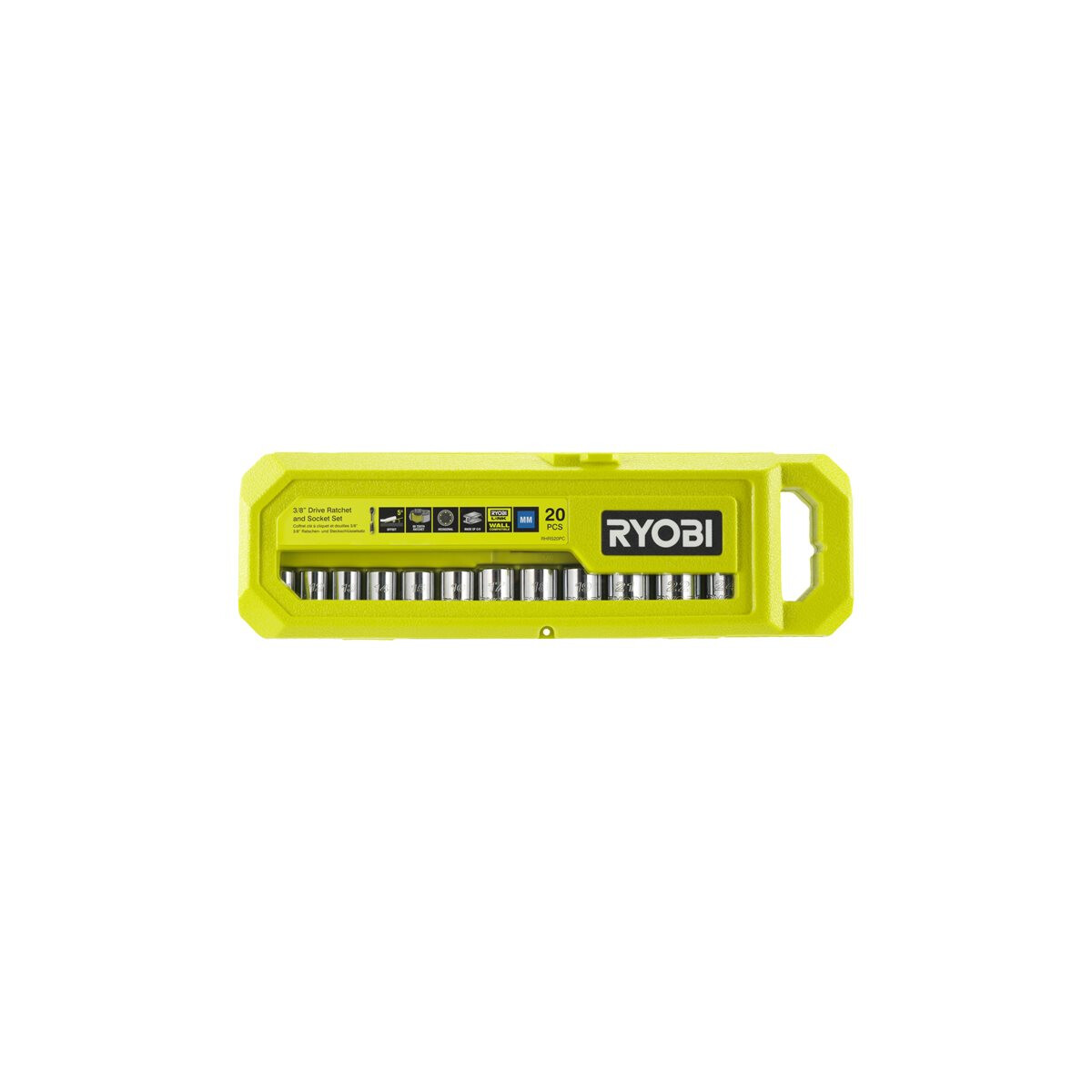 RYOBI - Steckschlüssel-Set 3/8" Ratsche, 20 tlg. (